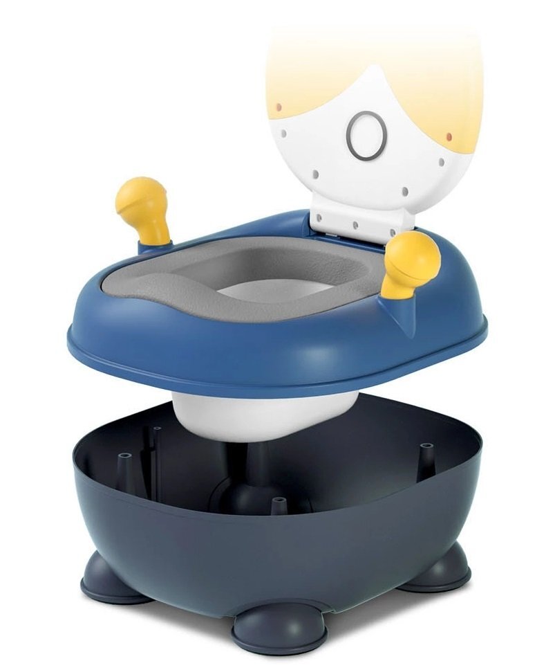 Little Mom Olita pentru copii Rabbit Yellow cu adaptor moale din PU vas colector detasabil capac rabatabil cu functie de spatar ergonomic picioruse antiaderente dimensiune 36 x 32.5 x 53 cm