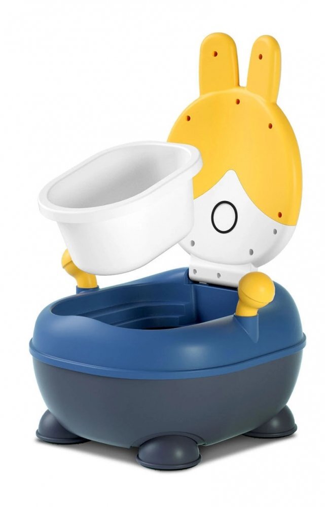 Little Mom Olita pentru copii Rabbit Yellow cu adaptor moale din PU vas colector detasabil capac rabatabil cu functie de spatar ergonomic picioruse antiaderente dimensiune 36 x 32.5 x 53 cm