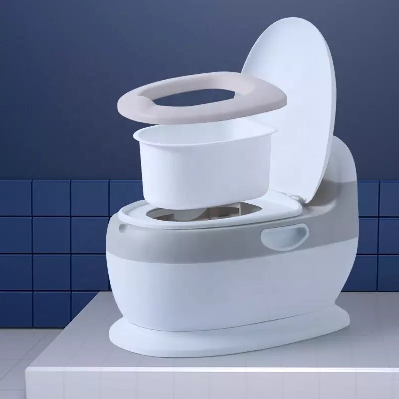 Little Mom Olita pentru copii Red Toilet model educativ si muzical cu design realist colac moale din spuma PU capac rabatabil si vas colector detasabil dimensiune 40 x 28 x 30 cm