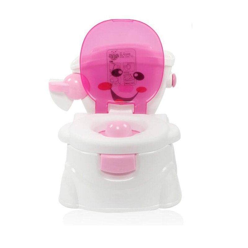 Little Mom Olita pentru copii Smiley Potty Pink educationala 3 in 1 design realist cu suport pentru hartia igienica cu vas colector detasabil si buton de tras apa dimensiune 42 x 30 x 36 cm