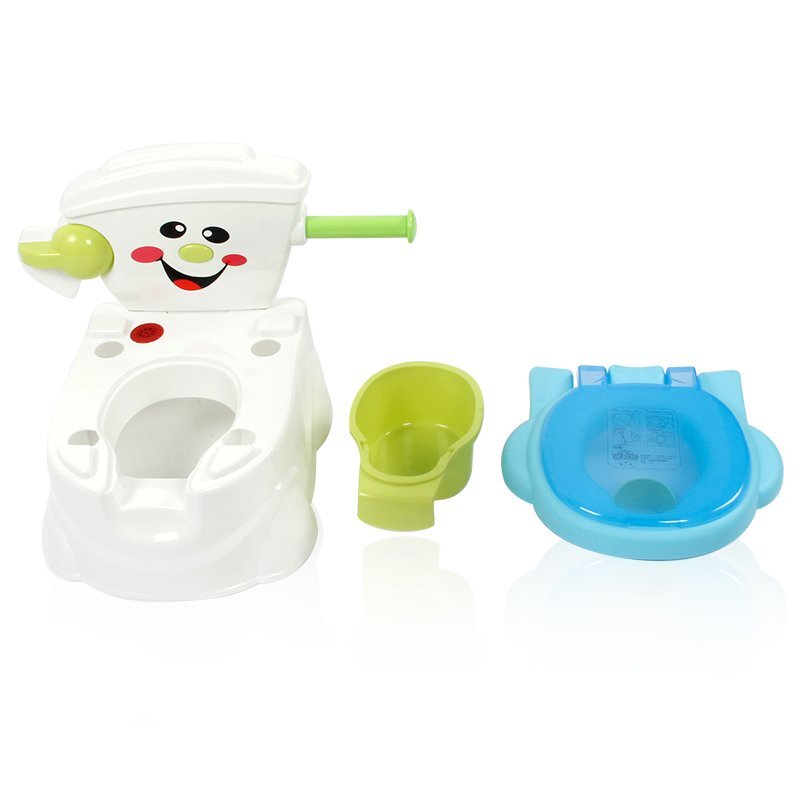 Little Mom Olita pentru copii Smiley Potty Pink educationala 3 in 1 design realist cu suport pentru hartia igienica cu vas colector detasabil si buton de tras apa dimensiune 42 x 30 x 36 cm