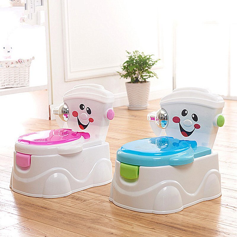 Little Mom Olita pentru copii Smiley Potty Pink educationala 3 in 1 design realist cu suport pentru hartia igienica cu vas colector detasabil si buton de tras apa dimensiune 42 x 30 x 36 cm