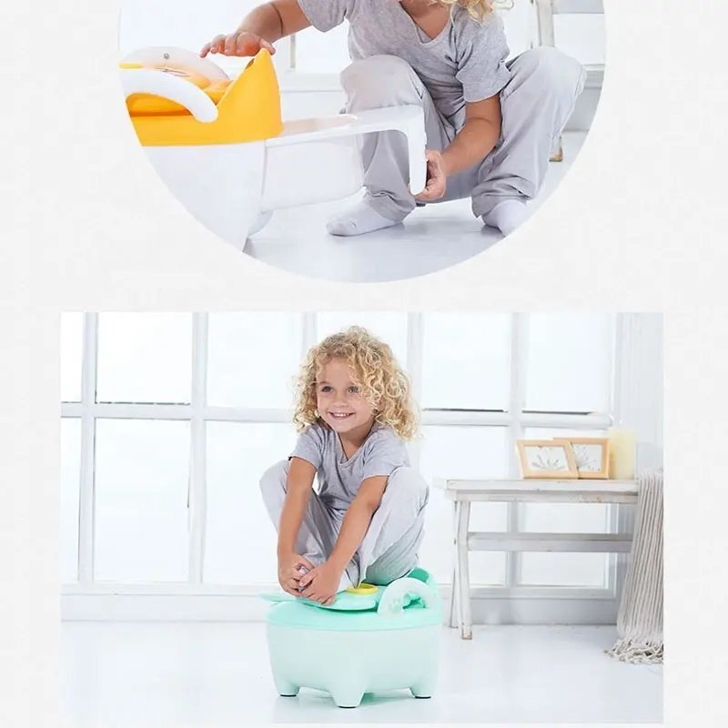 Little Mom Olita pentru copii Smiling Cat Blue cu colac din PVC cu compartiment de colectare detasabil manere de sustinere spatar ergonomic protectie antistropire margini rotunjite 50 x 38 x 31 cm