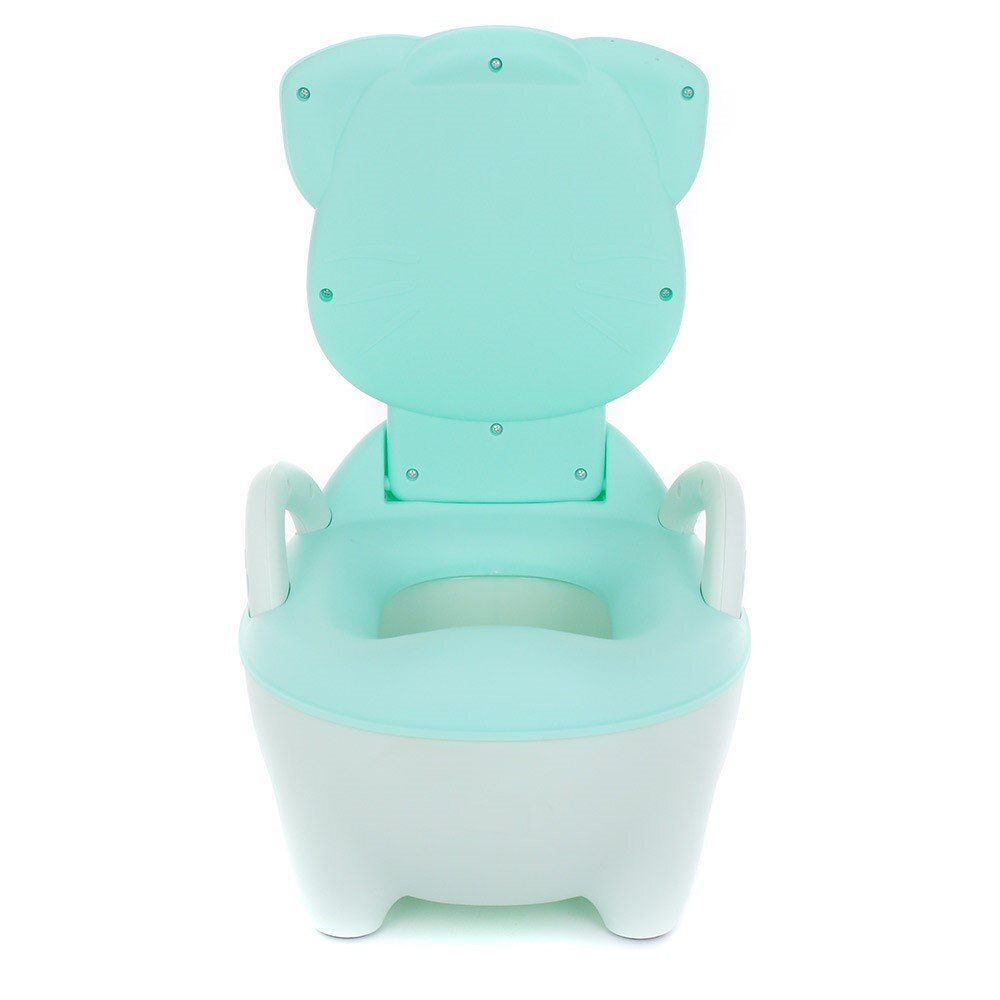 Little Mom Olita pentru copii Smiling Cat Blue cu colac din PVC cu compartiment de colectare detasabil manere de sustinere spatar ergonomic protectie antistropire margini rotunjite 50 x 38 x 31 cm