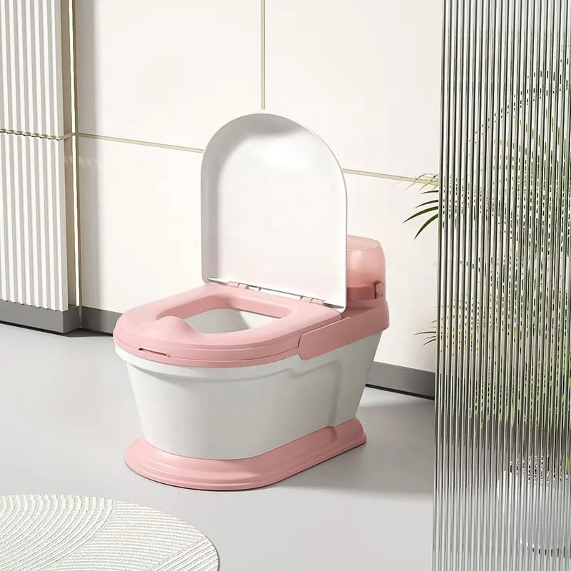 Little Mom Olita pentru copii tip minitoaleta Pink cu adaptor confortabil din PU design ergonomic vas colector detasabil Capac rabatabil si suport pentru servetele dimensiune 34 x 38 x 28 cm