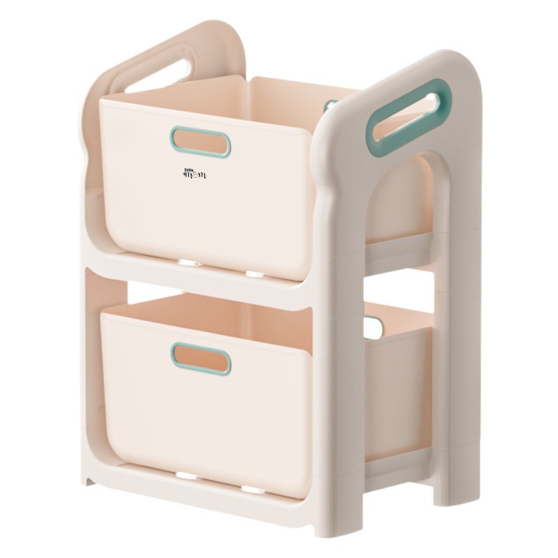 Little Mom Organizator jucarii Beige cu 2 compartimente manere ergonomice margini rotunjite dimensiuni 50.2 x 34.8 x 66 cm