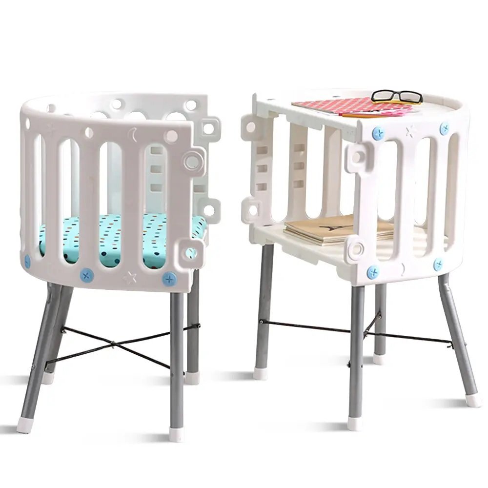 Little Mom Patut multifunctional pentru copii 3 in 1 Blue cu 3 configuratii distincte cadru din otel picioruse de balansare Roti aditionale Plasa de tantari si Salteluta cu fibra de cocos inclusa 92 x 55 x 79 cm
