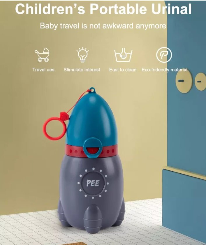 Little Mom Pisoar pentru baieti Blue Rocker portabil sistem anticurgere palnie detasabila capacitate 500 ml