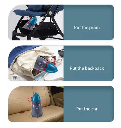 Little Mom Pisoar pentru baieti Blue Rocker portabil sistem anticurgere palnie detasabila capacitate 500 ml