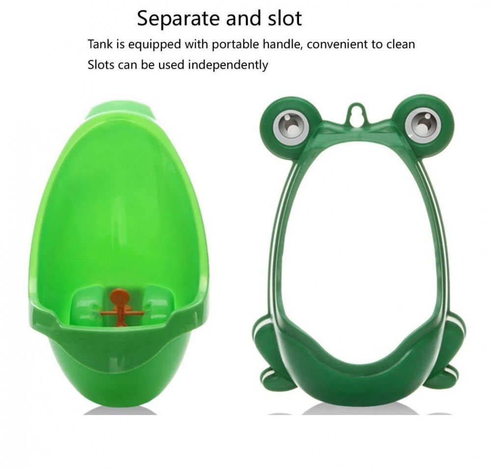 Little Mom Pisoar pentru baieti cu bazin colector detasabil fixare cu ventuze dimensiune 17 x 21 x 29 cm Happy Frog Green