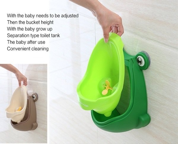 Little Mom Pisoar pentru baieti cu bazin colector detasabil fixare cu ventuze dimensiune 17 x 21 x 29 cm Happy Frog Green