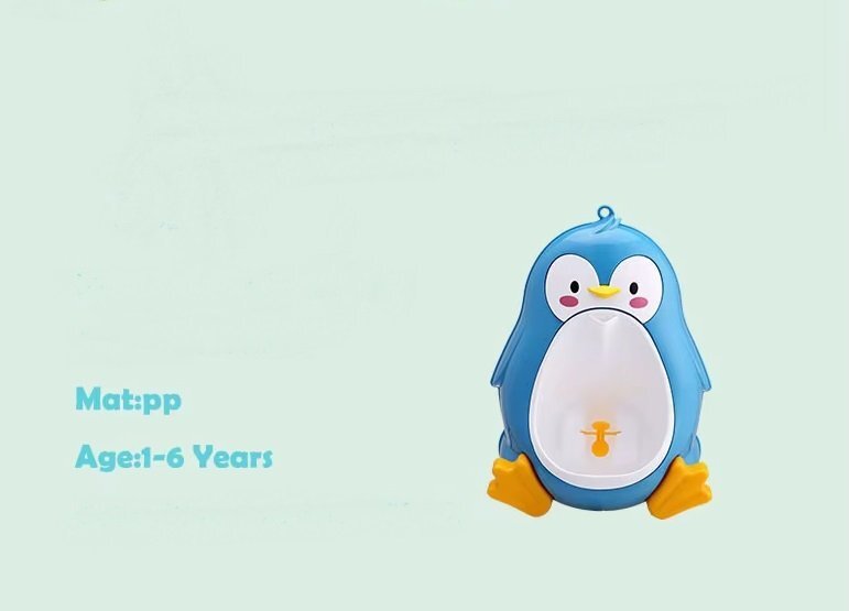Little Mom Pisoar pentru baieti Cute Penguin Green sigur si rezistent cu montare versatila prin ventuze de perete sau agatare dimensiune 26 x 37cm