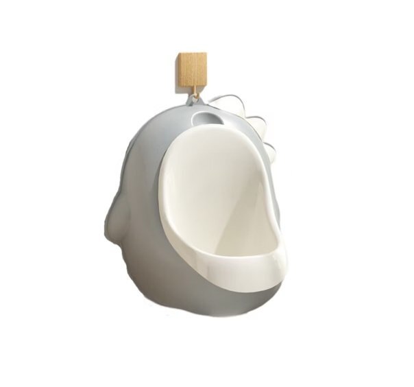 Little Mom Pisoar pentru baieti Grey Dino cu vas colector detasabil design ergonomic si suspendabil dimensiune 30 x 26 cm