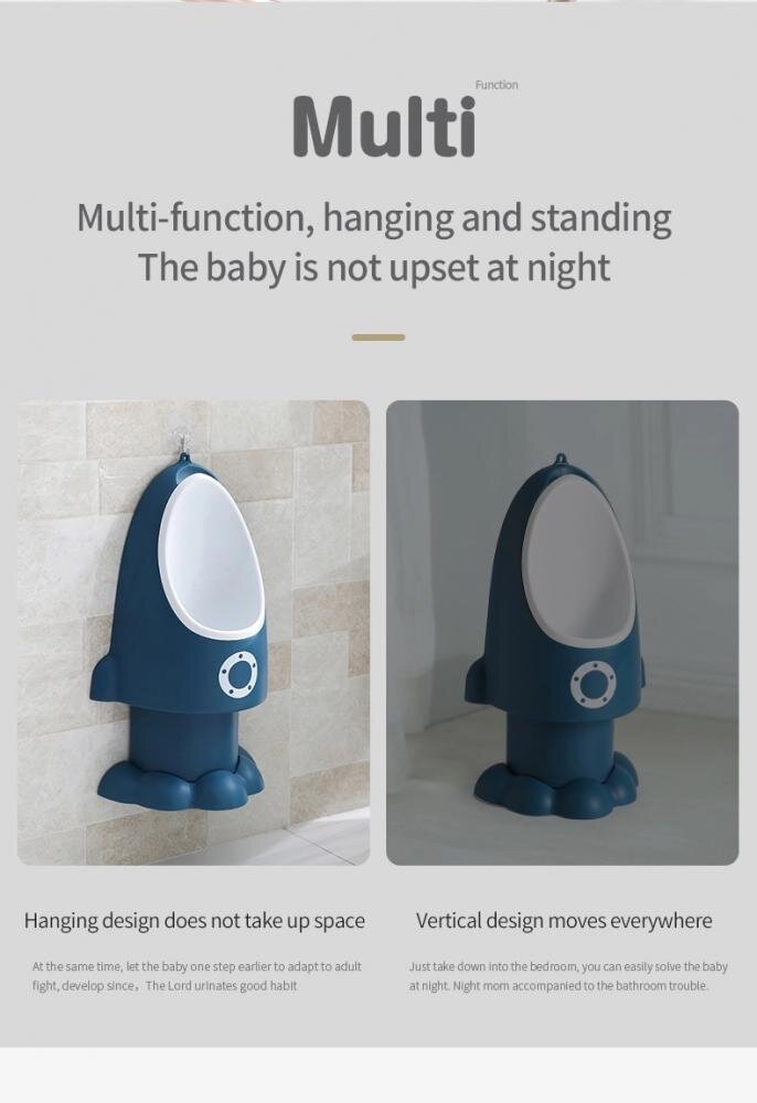Little Mom Pisoar pentru baieti Rocket Navy cu inaltime reglabila vas colector detasabil dimensiune 275 x 15 x 49 cm