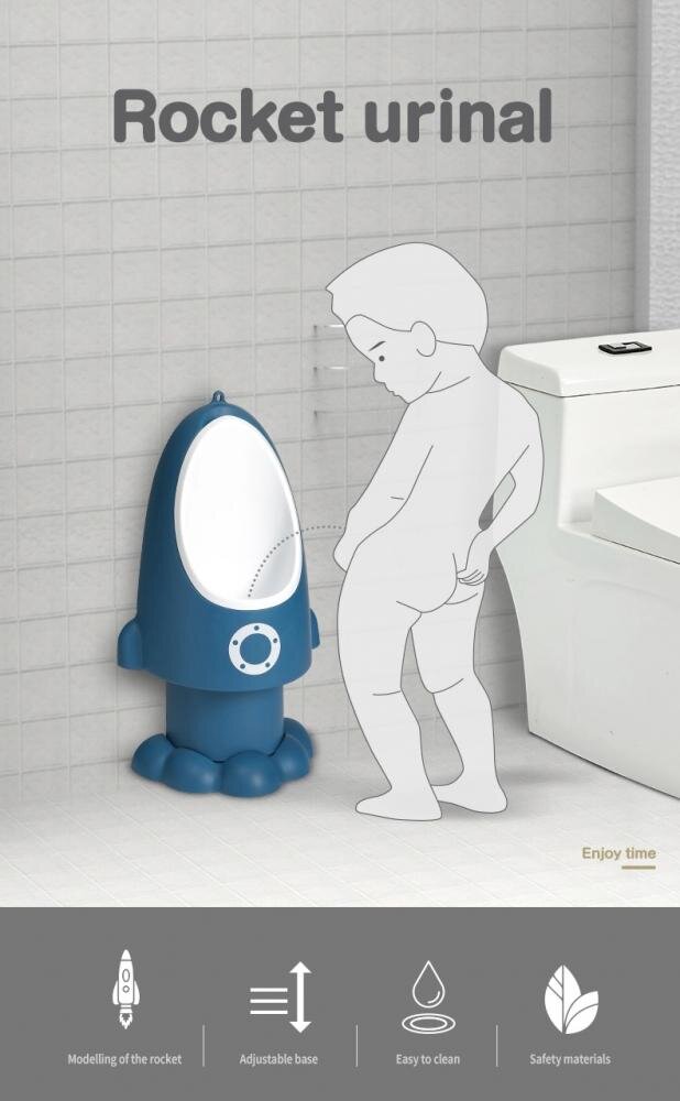Little Mom Pisoar pentru baieti Rocket Navy cu inaltime reglabila vas colector detasabil dimensiune 275 x 15 x 49 cm