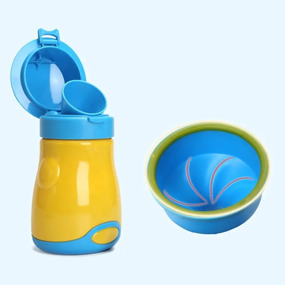 Little Mom Pisoar portabil pentru baietei Reutilizabil cu inchidere ermetica design intuitiv capacitate 600 ml dimensiune 17 x 9 cm Yellow
