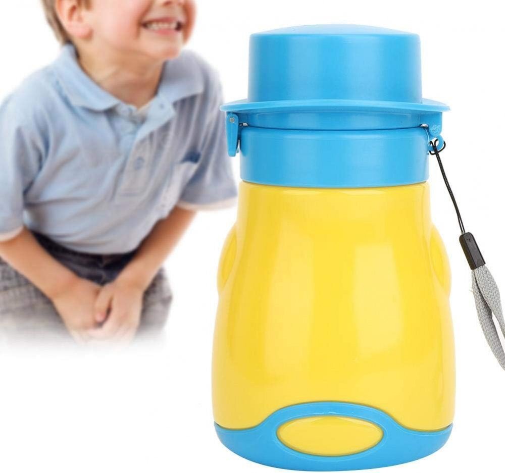 Little Mom Pisoar portabil pentru baietei Reutilizabil cu inchidere ermetica design intuitiv capacitate 600 ml dimensiune 17 x 9 cm Yellow