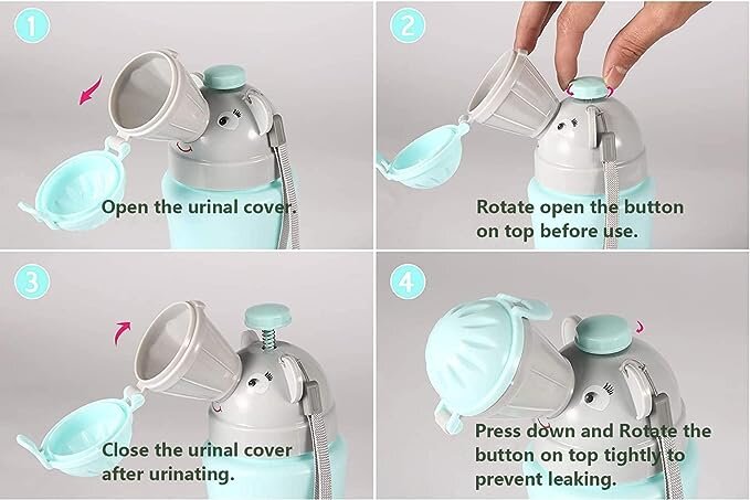 Little Mom Pisoar portabil pentru baietei Travel Blue reutilizabil design ergonomic si intuitiv dimensiune 22 x 8 cm capacitate 500 ml