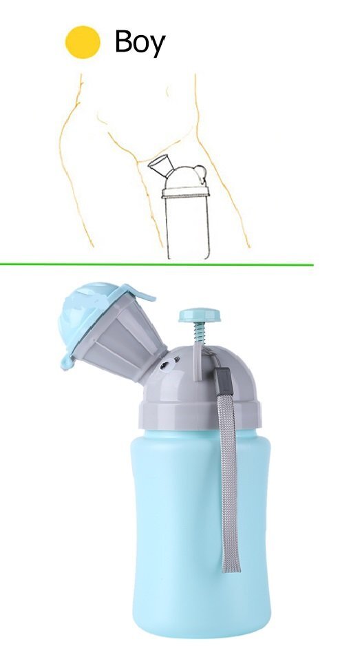 Little Mom Pisoar portabil pentru baietei Travel Blue reutilizabil design ergonomic si intuitiv dimensiune 22 x 8 cm capacitate 500 ml