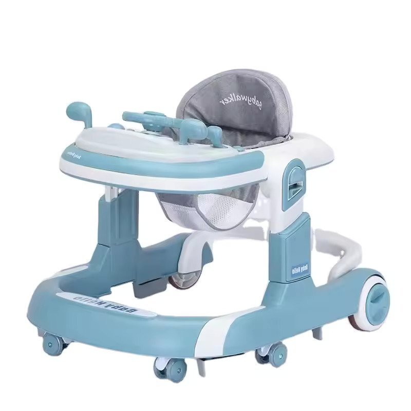 Little Mom Premergator 3 in 1 pentru copii Hello Blue pliabil cu maner parental cu panou muzical detasabil cu sezut reglabil in inaltime cu 6 roti silentioase sistem de franare dimensiune 74 x 60 x 86 cm