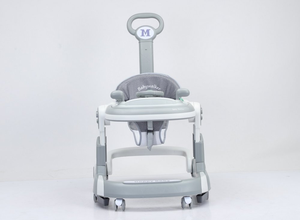 Little Mom Premergator 3 in 1 pentru copii Hello Grey pliabil cu maner parental cu panou muzical detasabil cu sezut reglabil in inaltime cu 6 roti silentioase sistem de franare dimensiune 74 x 60 x 86 cm