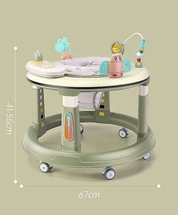 Little Mom Premergator bebelusi Activity Green pliabil educational cu panou interactiv sezut rotativ 360 grade roti pivotante silentioase dimensiune 68 x 68 x 50 cm