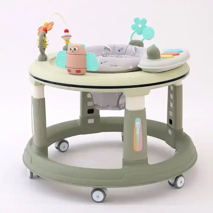 Little Mom Premergator bebelusi Activity Green pliabil educational cu panou interactiv sezut rotativ 360 grade roti pivotante silentioase dimensiune 68 x 68 x 50 cm