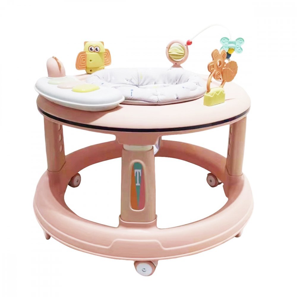 Little Mom Premergator bebelusi Activity Pink pliabil educational cu panou interactiv sezut rotativ 360 grade roti pivotante silentioase dimensiune 68 x 68 x 50 cm