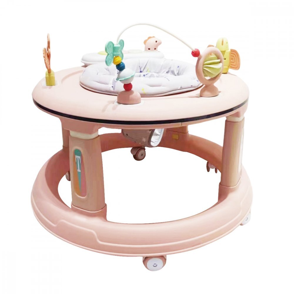 Little Mom Premergator bebelusi Activity Pink pliabil educational cu panou interactiv sezut rotativ 360 grade roti pivotante silentioase dimensiune 68 x 68 x 50 cm