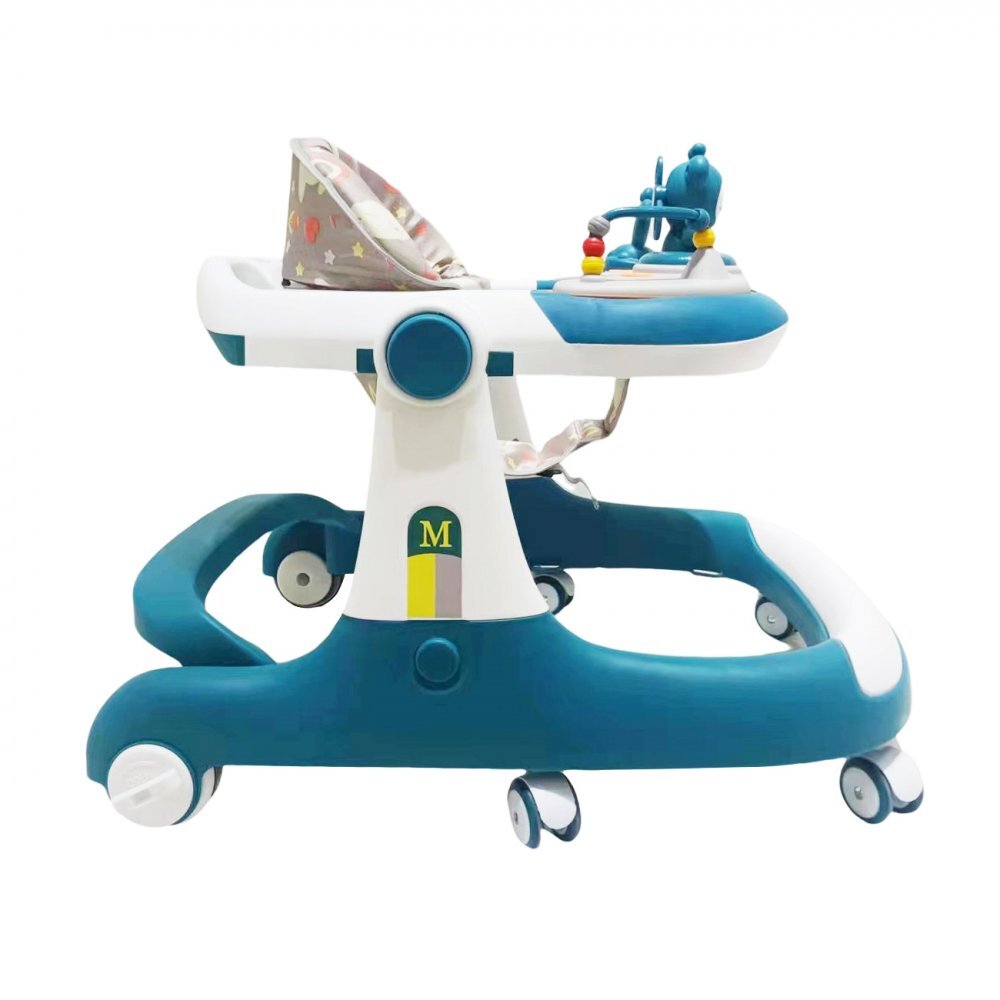 Little Mom Premergator bebelusi Cosmos Green 2 in 1 cu functie de antepremergator cu 6 roti silentioase sistem de franare sezut reglabil pliere usoara si compacta spatar ergonomic panou interactiv detasabil