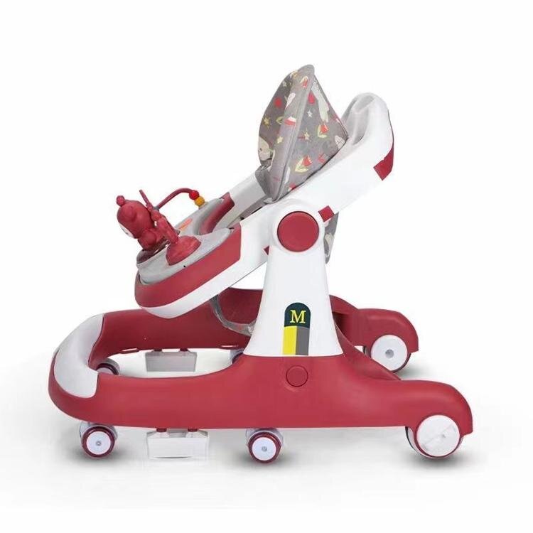 Little Mom Premergator bebelusi Cosmos Red 2 in 1 cu functie de antepremergator cu 6 roti silentioase sistem de franare sezut reglabil pliere usoara si compacta spatar ergonomic panou interactiv detasabil