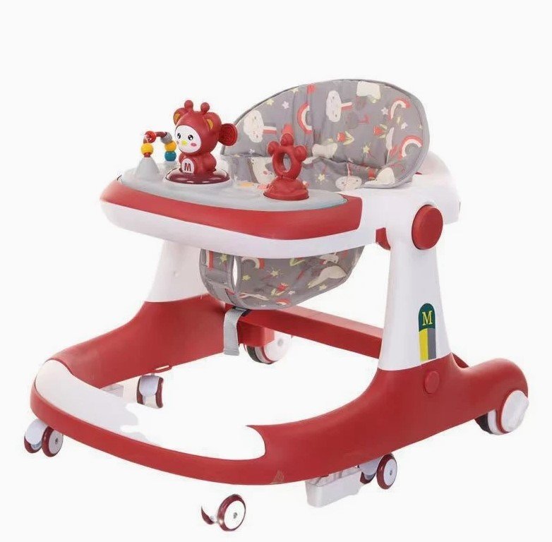 Little Mom Premergator bebelusi Cosmos Red 2 in 1 cu functie de antepremergator cu 6 roti silentioase sistem de franare sezut reglabil pliere usoara si compacta spatar ergonomic panou interactiv detasabil