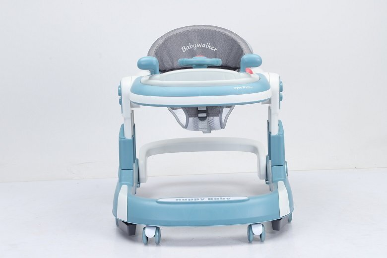 Little Mom Premergator copii 2 in 1 Hello Blue pliabil cu panou muzical detasabil cu sezut reglabil in inaltime cu 6 roti silentioase sistem de franare dimensiune 74 x 60 x 60 cm