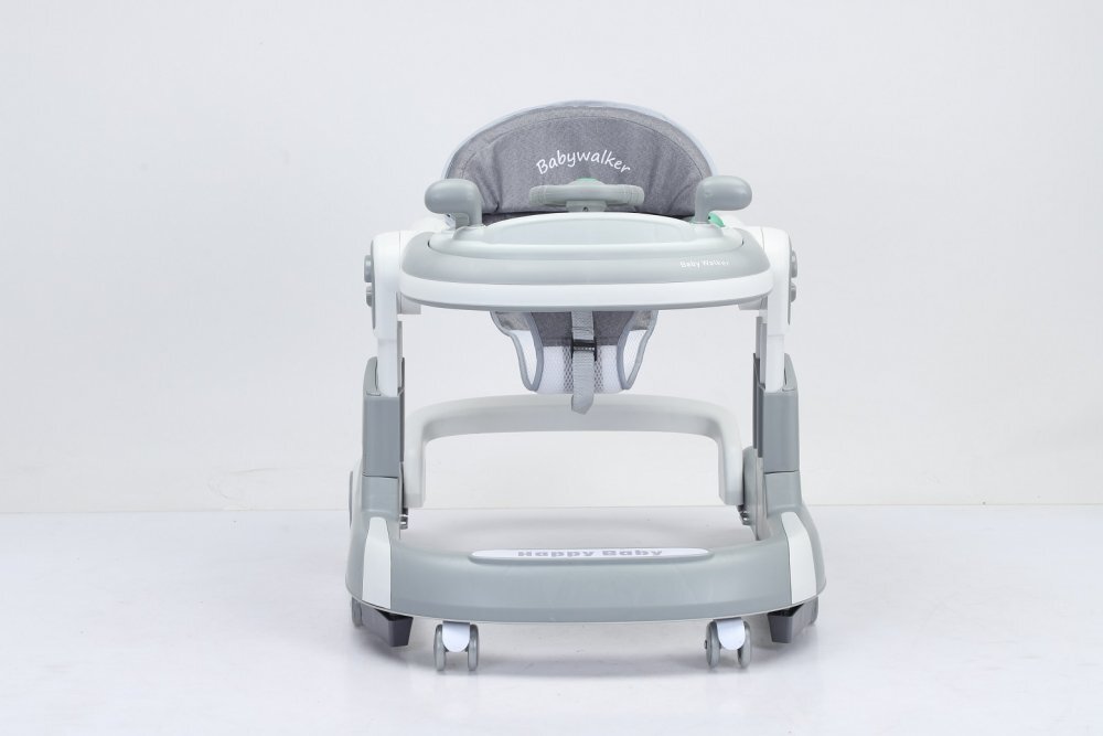 Little Mom Premergator copii 2 in 1 Hello Grey pliabil cu panou muzical detasabil cu sezut reglabil in inaltime cu 6 roti silentioase sistem de franare dimensiune 74 x 60 x 60 cm
