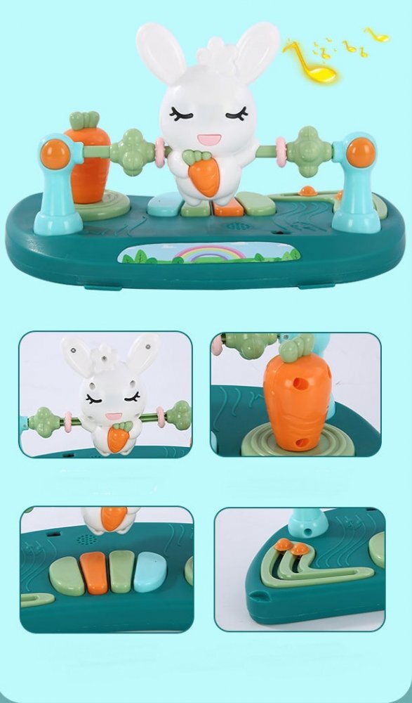 Little Mom Premergator copii Pink Rabbit pliabil cu maner de sustinere parental cu perna de sezut ajustabila panou interactiv detasabil roti silentioase cu rotire 360 grade si sistem de franare structura piramidala