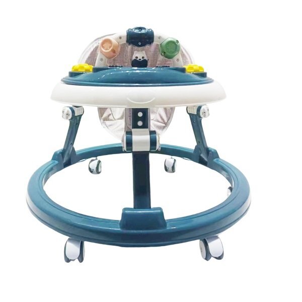 Little Mom Premergator pentru copii Dark Green educational cu lumini si sunete pliabil si ajustabil in inaltime cu 6 roti silentioase dimensiune 67 x 67 x 46 cm