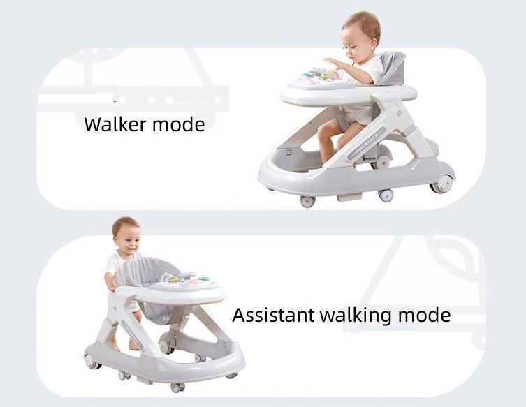 Little Mom Premergator pentru copii Driver Grey cu sezut reglabil in inaltime panou interactiv cu sunete roti silentioase pivotante 360 sistem de franare dimensiune 70 x 58 x 56cm