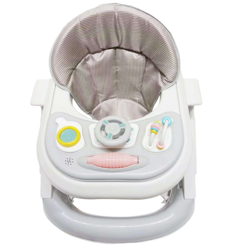 Little Mom Premergator pentru copii Driver Grey cu sezut reglabil in inaltime panou interactiv cu sunete roti silentioase pivotante 360 sistem de franare dimensiune 70 x 58 x 56cm
