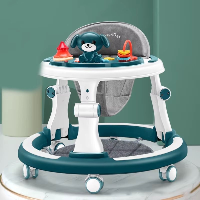 Little Mom Premergator pentru copii Green cu panou interactiv detasabil cu sunete si lumini sezut cu spatar inalt roti silentioase prevazut cu maner de sustinereimpingere