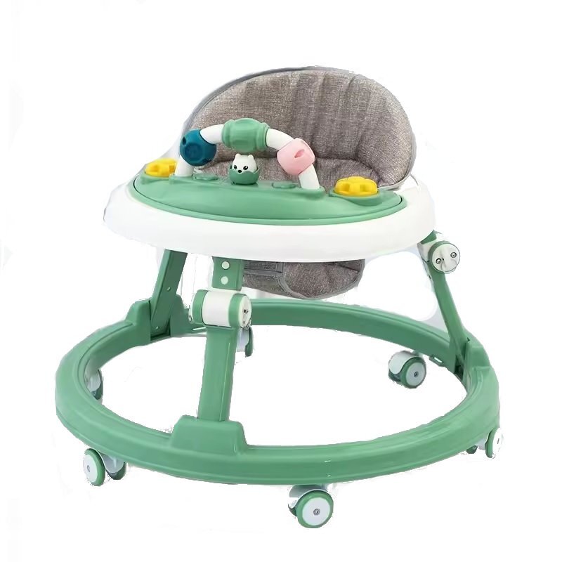 Little Mom Premergator pentru copii Light Green educational cu lumini si sunete pliabil si ajustabil in inaltime cu 6 roti silentioase dimensiune 67 x 67 x 46 cm