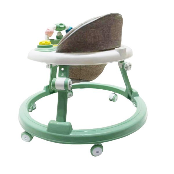 Little Mom Premergator pentru copii Light Green educational cu lumini si sunete pliabil si ajustabil in inaltime cu 6 roti silentioase dimensiune 67 x 67 x 46 cm