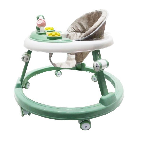 Little Mom Premergator pentru copii Light Green educational cu lumini si sunete pliabil si ajustabil in inaltime cu 6 roti silentioase dimensiune 67 x 67 x 46 cm