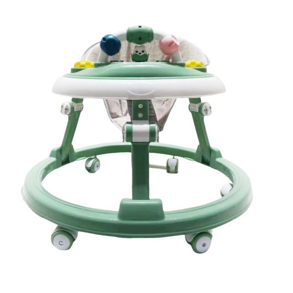 Little Mom Premergator pentru copii Light Green educational cu lumini si sunete pliabil si ajustabil in inaltime cu 6 roti silentioase dimensiune 67 x 67 x 46 cm