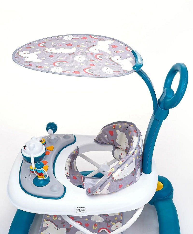 Little Mom Premergator pentru copii multifunctional cu maner parental sistem de balansare Muzica roti silentioase cu perna de sezut si copertina detasabila dimensiune 54 x 17 x 86 cm Green