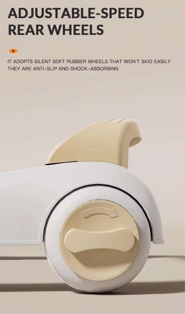 Little Mom Premergator si antepremergator 2 in 1 pentru copii beige pliabil inaltime reglabila sezut cu spatar roti silentioase panou interactiv detasabil cu sunete