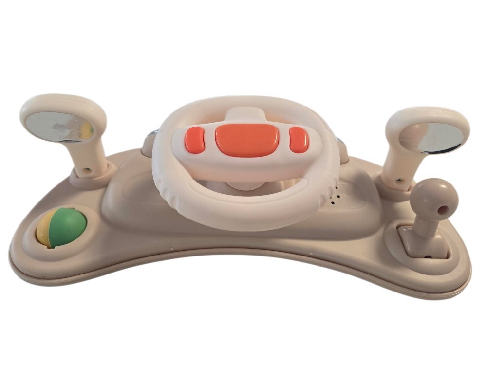 Little Mom Premergator si antepremergator 2 in 1 pentru copii beige pliabil inaltime reglabila sezut cu spatar roti silentioase panou interactiv detasabil cu sunete