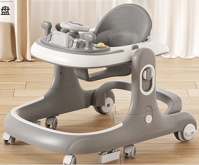 Little Mom Premergator si antepremergator 2 in 1 pentru copii grey pliabil inaltime reglabila sezut cu spatar roti silentioase panou interactiv detasabil cu sunete