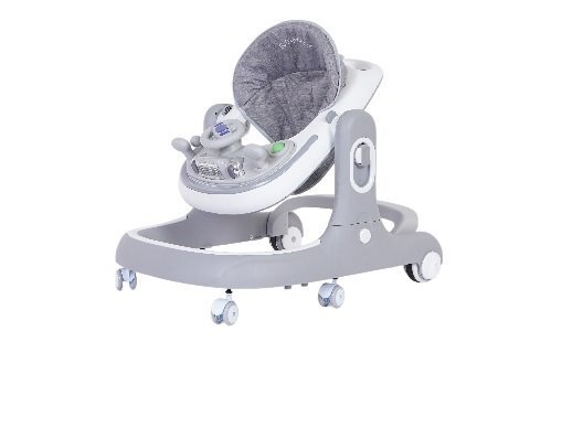 Little Mom Premergator si antepremergator 2 in 1 pentru copii grey pliabil inaltime reglabila sezut cu spatar roti silentioase panou interactiv detasabil cu sunete