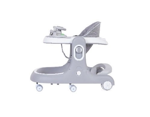 Little Mom Premergator si antepremergator 2 in 1 pentru copii grey pliabil inaltime reglabila sezut cu spatar roti silentioase panou interactiv detasabil cu sunete