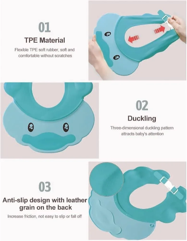 Little Mom Protectie baita Duckling Blue pentru ochi si urechi flexibila ajustabila cu margini rotunjite